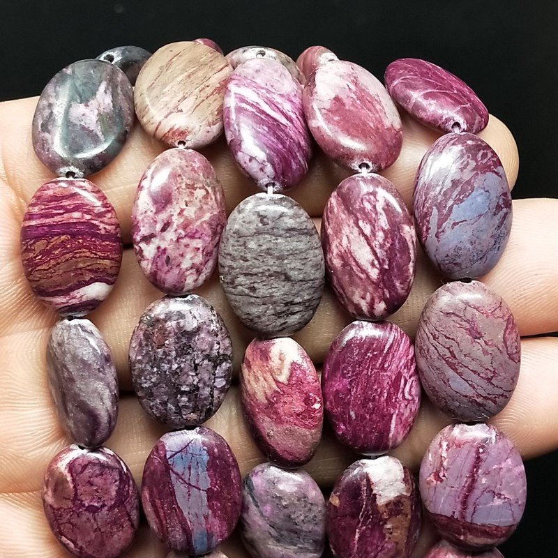 Sugilite Rinforzato in Perline Forma Ovale Piatto Liscio Foro Passante 13X18mm