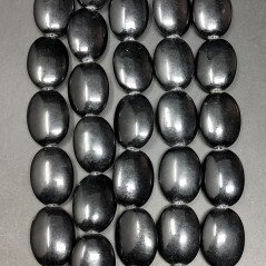 Agata Nera in Perline Forma Ovale Piatto Liscio Foro Passante 12X18mm