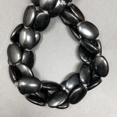 Agata Nera in Perline Forma Ovale Piatto Liscio Foro Passante 12X18mm