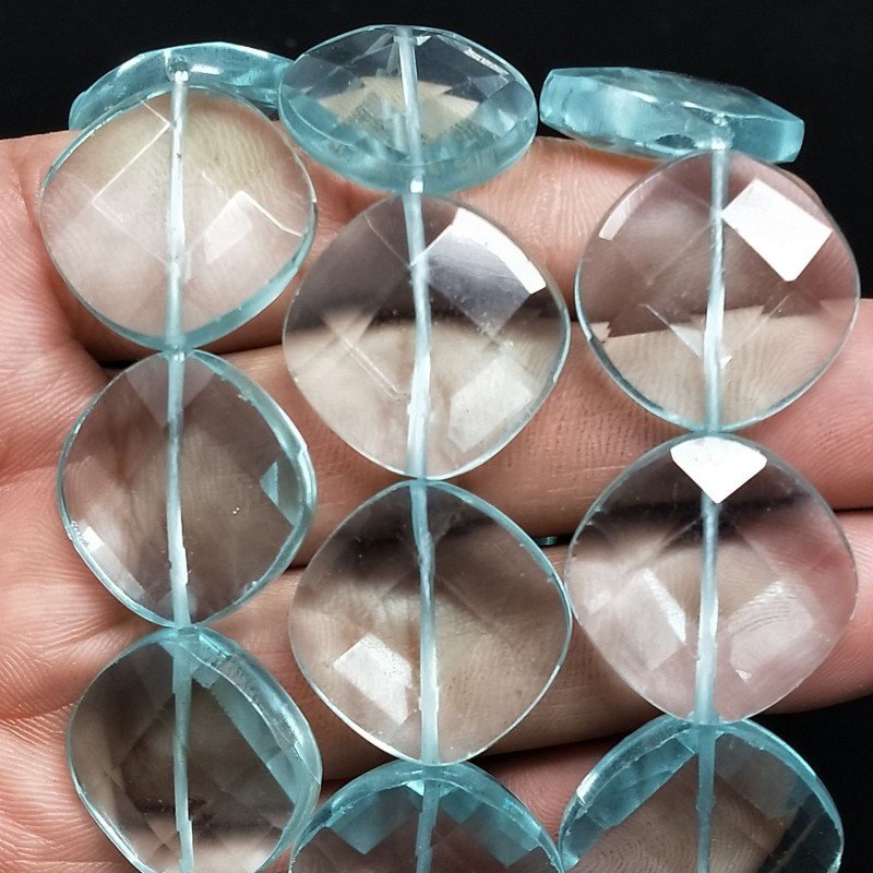 Ossidiana Nobile in Perline Forma Rombo Piatto Sfaccettato Foro Diagonale 24mm