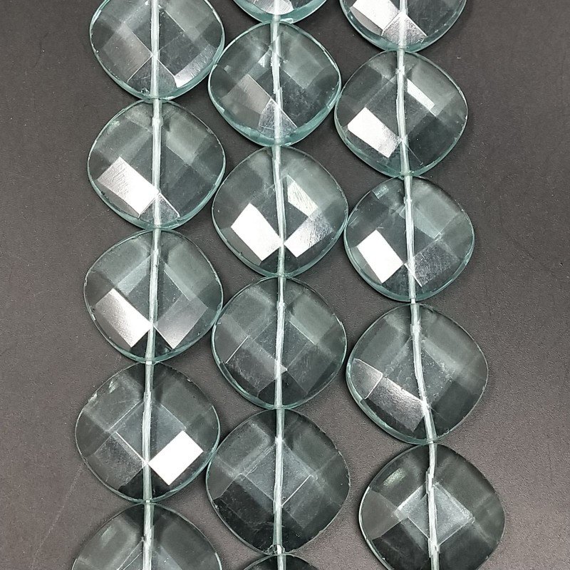 Ossidiana Nobile in Perline Forma Rombo Piatto Sfaccettato Foro Diagonale 24mm