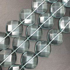 Ossidiana Nobile in Perline Forma Rombo Piatto Sfaccettato Foro Diagonale 24mm
