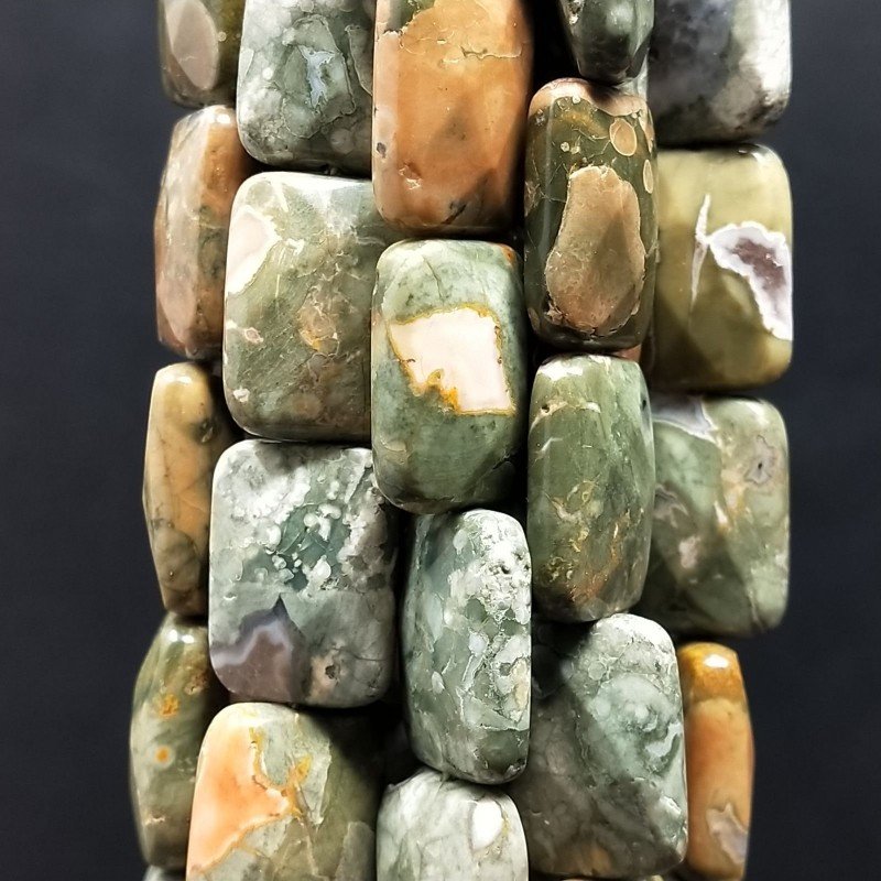 Riolite Naturale in Perline Forma Rettangolare Piatto Sfaccettato Foro Passante 12X16mm