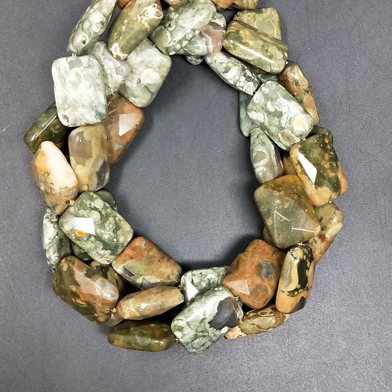 Riolite Naturale in Perline Forma Rettangolare Piatto Sfaccettato Foro Passante 12X16mm