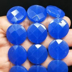 Calcedonio Blu Tondo Piatto Sfaccettato 20mm