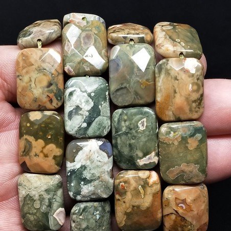 Riolite Naturale in Perline Forma Rettangolare Piatto Sfaccettato Foro Passante 15X20mm