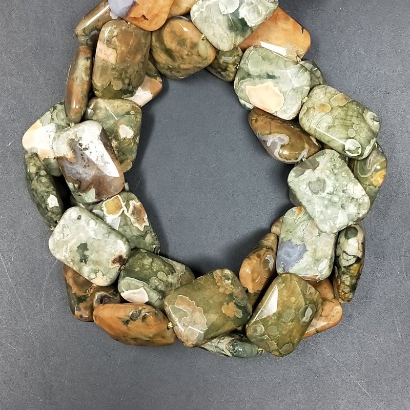 Riolite Naturale in Perline Forma Rettangolare Piatto Sfaccettato Foro Passante 15X20mm