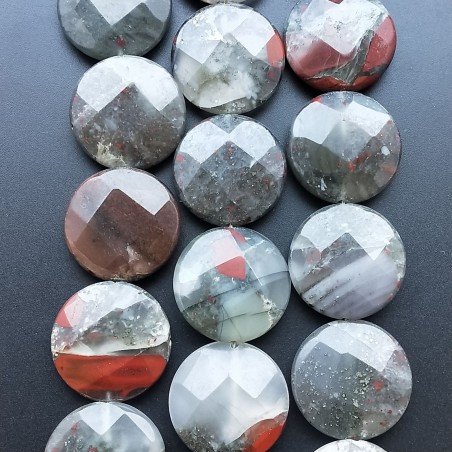 Eliotropio Tondo Piatto Sfaccettato 25mm