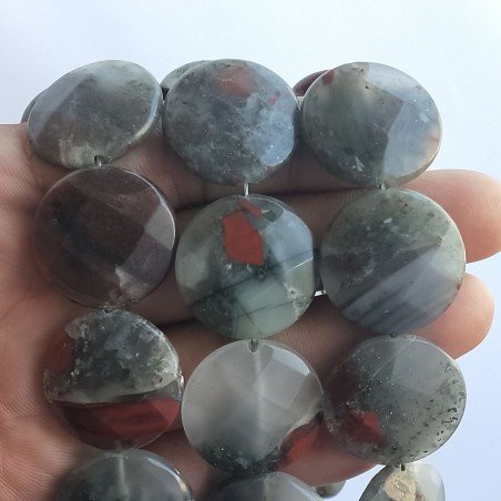 Eliotropio Tondo Piatto Sfaccettato 25mm