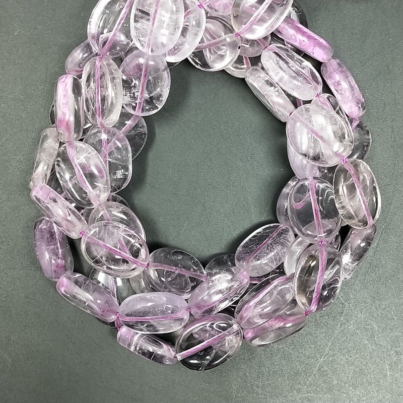 Ametista Rosa Di Francia Naturale in Perline Forma Ovale Piatto Liscio Foro Passante 12X15mm