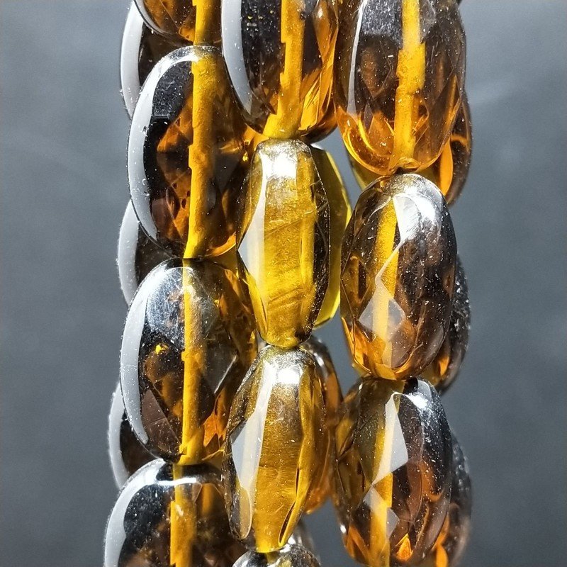 Quarzo Birra Idrotermale in Perline Forma Ovale Piatto Sfaccettato Foro Passante 12X16mm