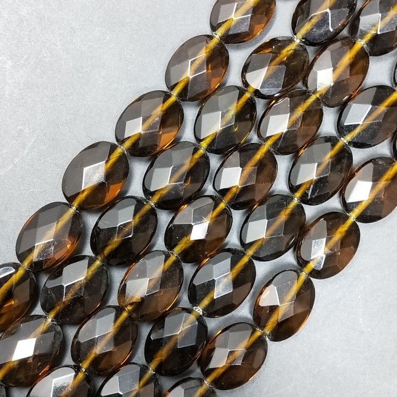 Quarzo Birra Idrotermale in Perline Forma Ovale Piatto Sfaccettato Foro Passante 12X16mm