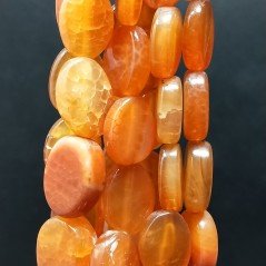 Corniola Di Fuoco Naturale in Perline Forma Ovale Piatto Liscio Foro Passante 13X16mm