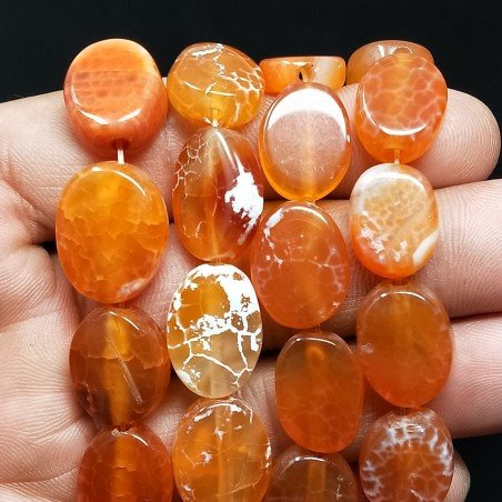 Corniola Di Fuoco Naturale in Perline Forma Ovale Piatto Liscio Foro Passante 13X16mm