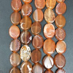 Corniola Di Fuoco Naturale in Perline Forma Ovale Piatto Liscio Foro Passante 13X16mm