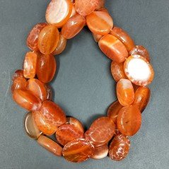 Corniola Di Fuoco Naturale in Perline Forma Ovale Piatto Liscio Foro Passante 13X16mm