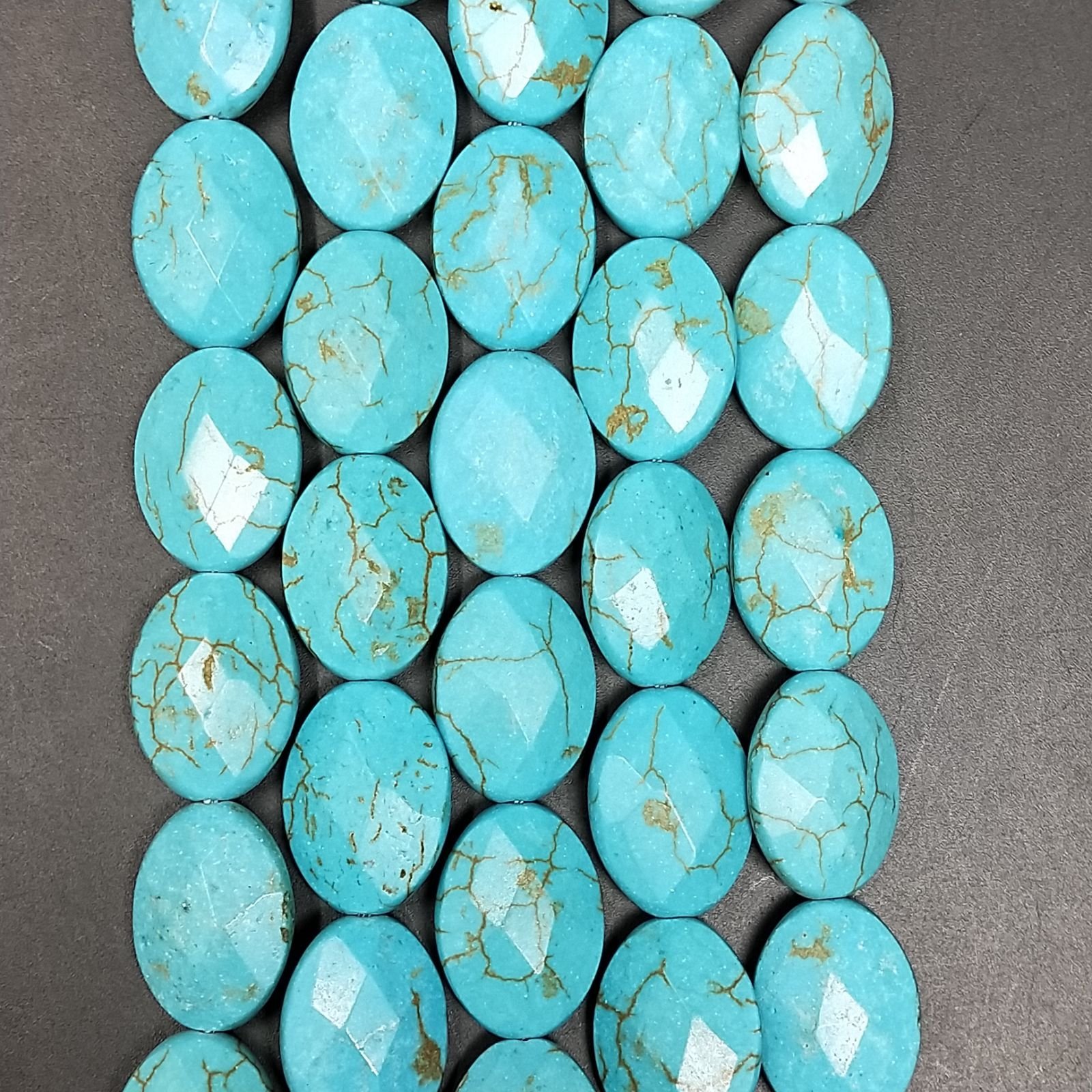 Pasta di Turchese in Perline Forma Ovale Piatto Sfaccettato Foro Passante 14X18mm