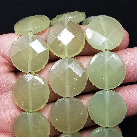 Calcedonio Verde Tondo Piatto Sfaccettato 20mm