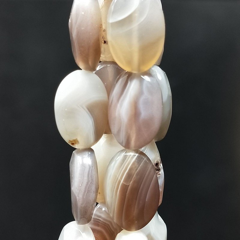 Agata Botswana Naturale in Perline Forma Ovale Piatto Sfaccettato Foro Passante 08X12mm