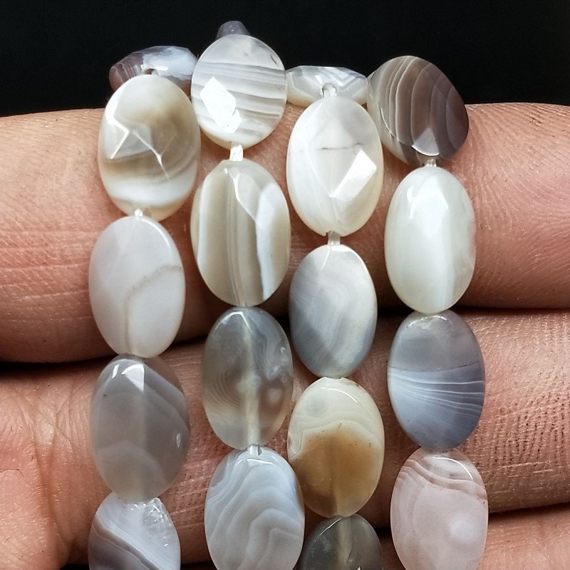 Agata Botswana Naturale in Perline Forma Ovale Piatto Sfaccettato Foro Passante 08X12mm