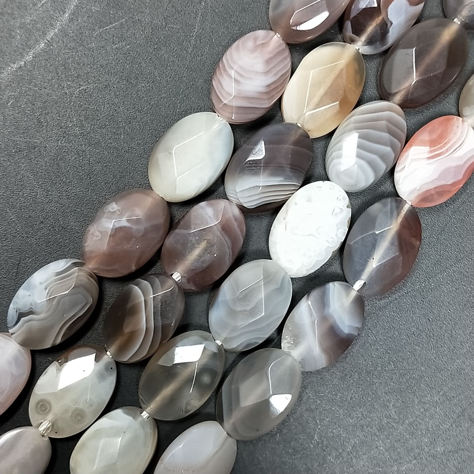 Agata Botswana Naturale in Perline Forma Ovale Piatto Sfaccettato Foro Passante 08X12mm