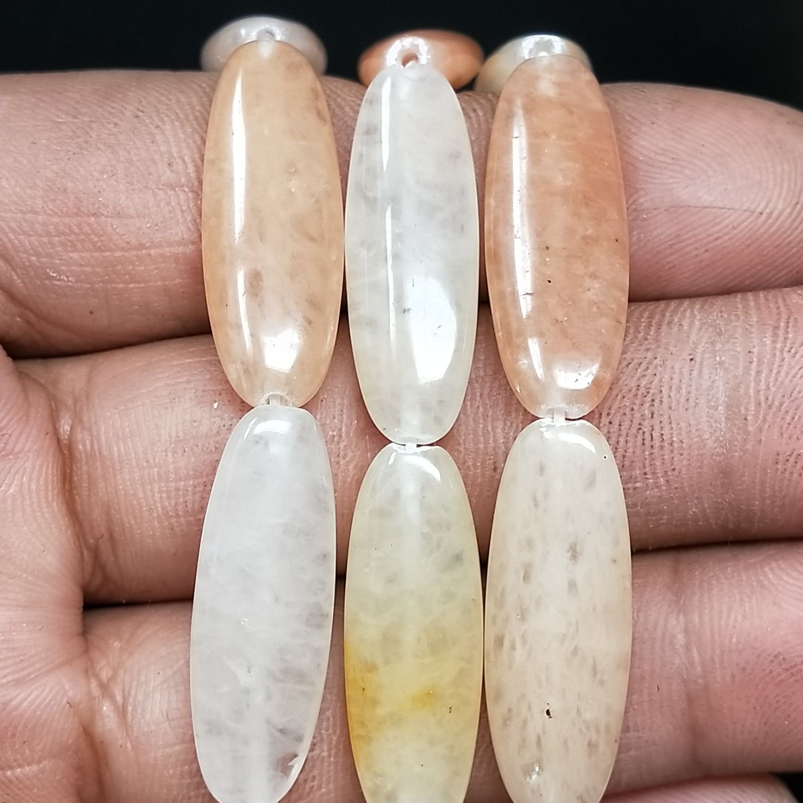 Avventurina Naturale in Perline Forma Ovale Piatto Liscio Foro Passante 10x28mm