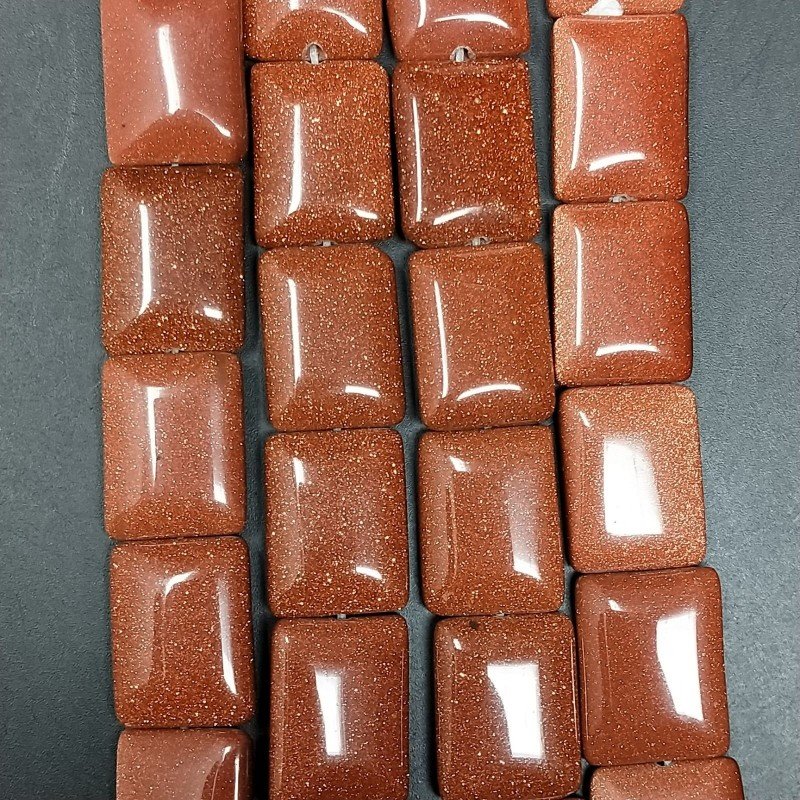 Pietra Di Sole in Perline Forma Rettangolare Piatto Liscio Foro Passante 12X16mm