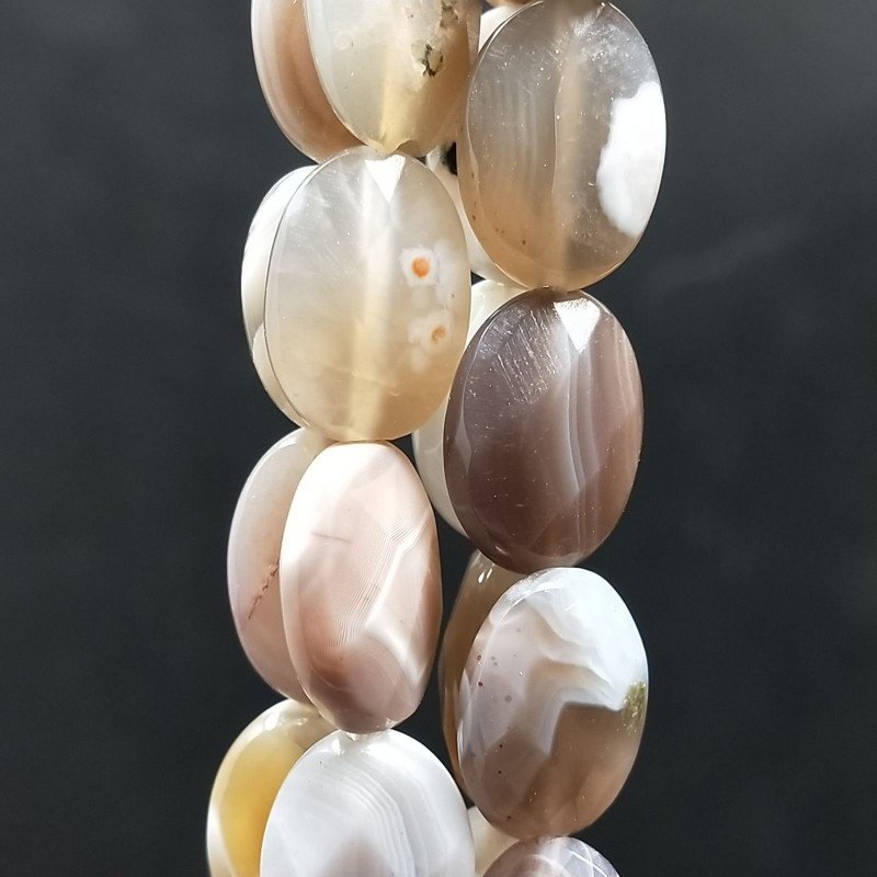 Agata Botswana Naturale in Perline Forma Ovale Piatto Sfaccettato Foro Passante 10X14mm