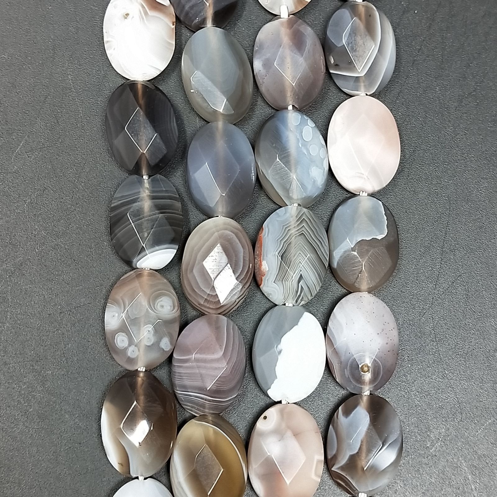 Agata Botswana Naturale in Perline Forma Ovale Piatto Sfaccettato Foro Passante 10X14mm