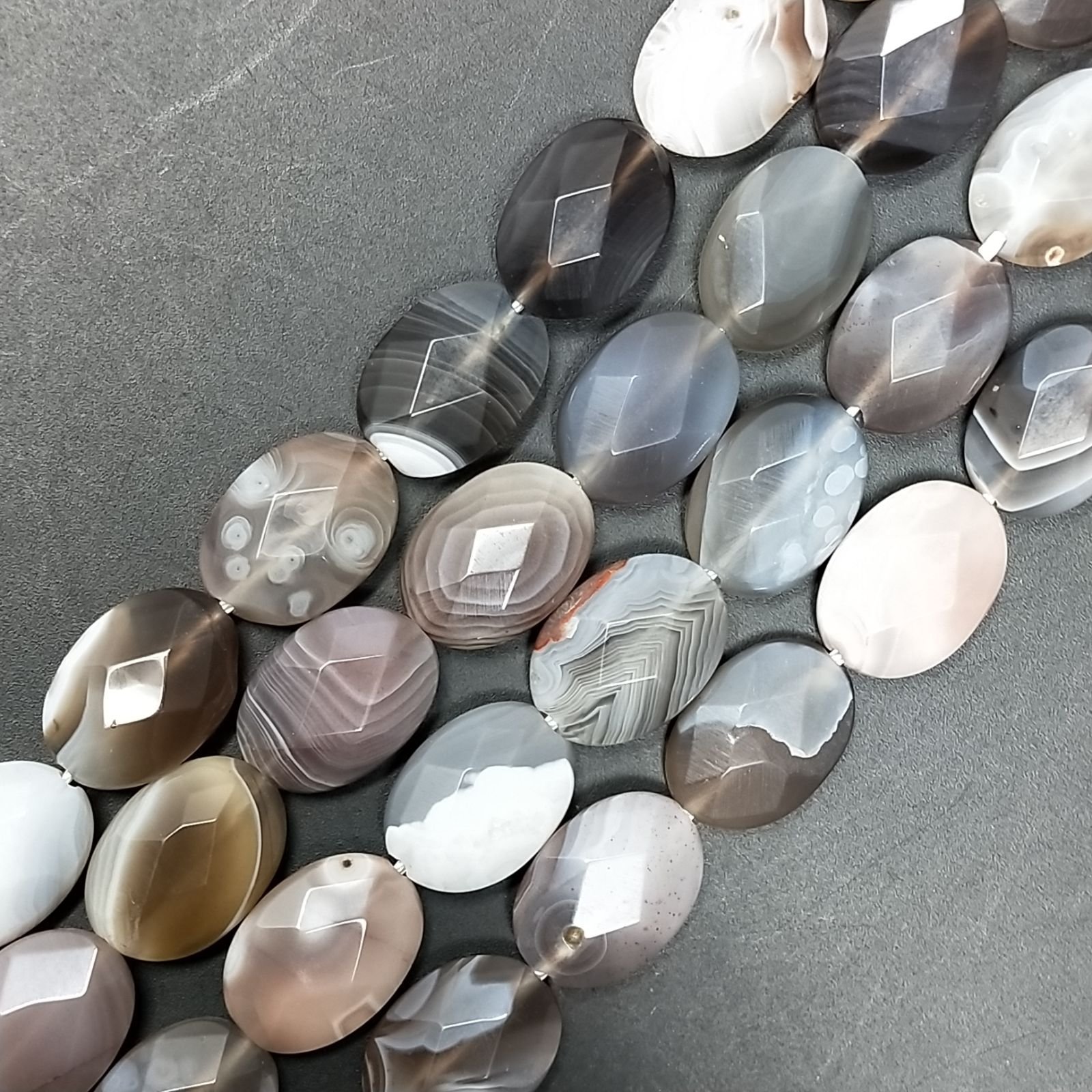 Agata Botswana Naturale in Perline Forma Ovale Piatto Sfaccettato Foro Passante 10X14mm