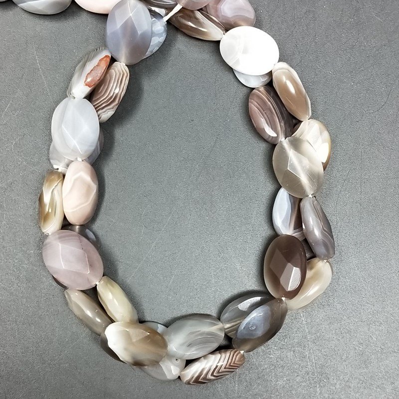 Agata Botswana Naturale in Perline Forma Ovale Piatto Sfaccettato Foro Passante 10X14mm