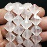 Quarzo Rosa Naturale Perline Forma Quadrato Piatto Sfaccettato Foro Diagonale 12mm
