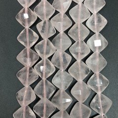 Quarzo Rosa Naturale Perline Forma Quadrato Piatto Sfaccettato Foro Diagonale 12mm