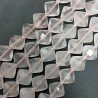 Quarzo Rosa Naturale Perline Forma Quadrato Piatto Sfaccettato Foro Diagonale 12mm