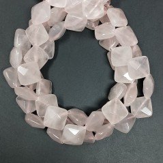 Quarzo Rosa Naturale Perline Forma Quadrato Piatto Sfaccettato Foro Diagonale 12mm