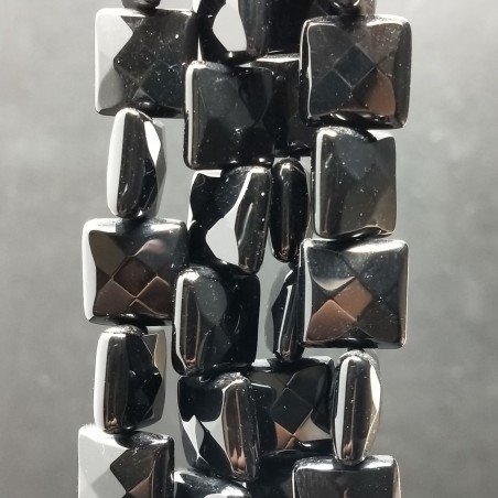 Onice Nera Naturale Perline Forma Quadrato Piatto Sfaccettato Foro Passante 12mm