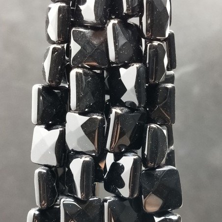 Onice Nera Naturale Perline Forma Quadrato Piatto Sfaccettato Foro Passante 10mm