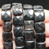 Tormalina Nera Naturale Perline Forma Quadrato Piatto Sfaccettato Foro Passante 12mm