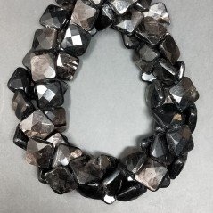 Tormalina Nera Naturale Perline Forma Quadrato Piatto Sfaccettato Foro Passante 12mm