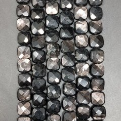 Tormalina Nera Naturale Perline Forma Quadrato Piatto Sfaccettato Foro Passante 10mm