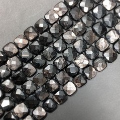 Tormalina Nera Naturale Perline Forma Quadrato Piatto Sfaccettato Foro Passante 10mm