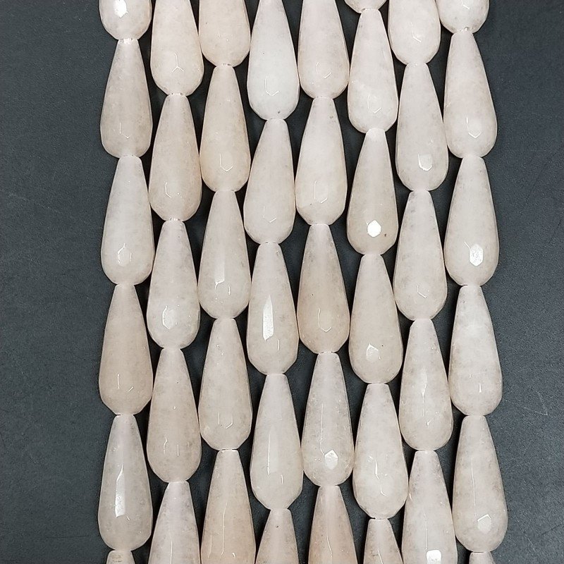 Giada Rosa in Perline Forma Goccia Tondo Sfaccettato Foro Passante 20x8mm