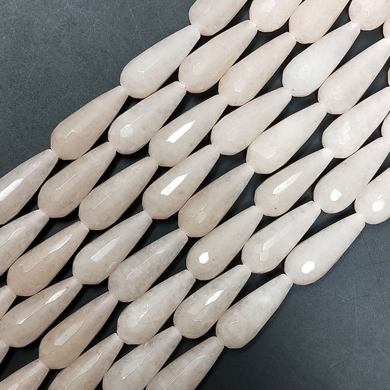 Giada Rosa in Perline Forma Goccia Tondo Sfaccettato Foro Passante 20x8mm