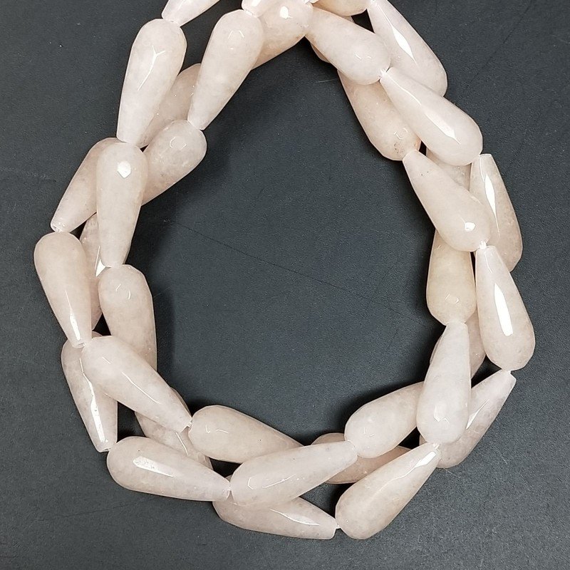 Giada Rosa in Perline Forma Goccia Tondo Sfaccettato Foro Passante 20x8mm