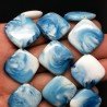 Resina Ambra Blu in Perline Forma Rombo Piatto Elicoidale Liscio Foro Diagonale 25mm