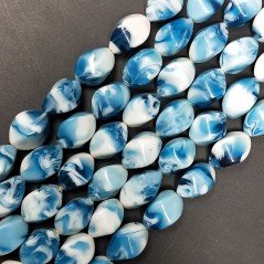 Resina Ambra Blu in Perline Forma Twist Liscio Foro Passante 10x15mm