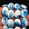 Resina Ambra Blu in Perline Forma Ovale Piatto Liscio Foro Passante 18x25mm