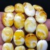 Resina Ambra in Perline Forma Ovale Piatto Liscio Foro Passante 18x23mm