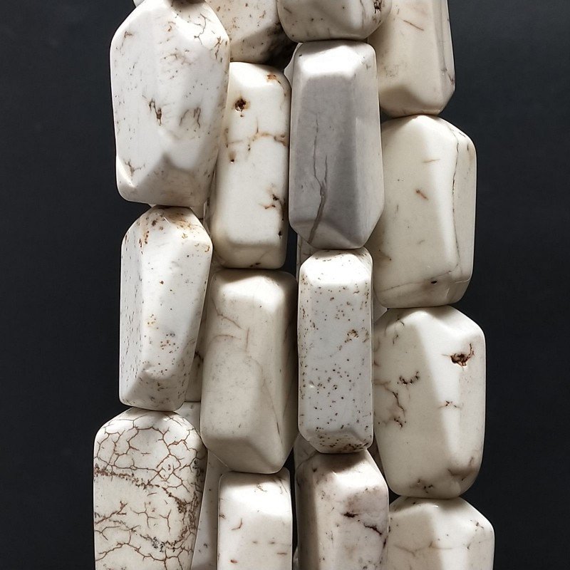 Aulite Bianca Naturale in Perline Forma Rettangolare Piatto Sfaccettato Foro Passante 17X30mm