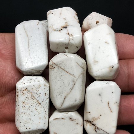 Aulite Bianca Naturale in Perline Forma Rettangolare Piatto Sfaccettato Foro Passante 17X30mm